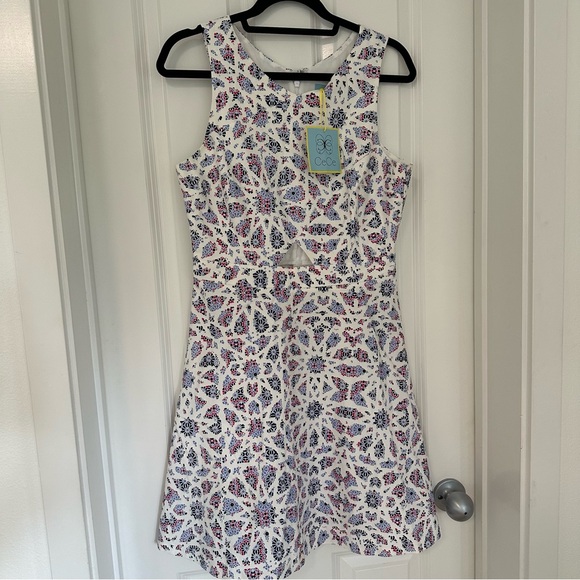 NWT CeCe Mosaic cutout fit and flare Red White and Blue dress - Picture 8 of 8